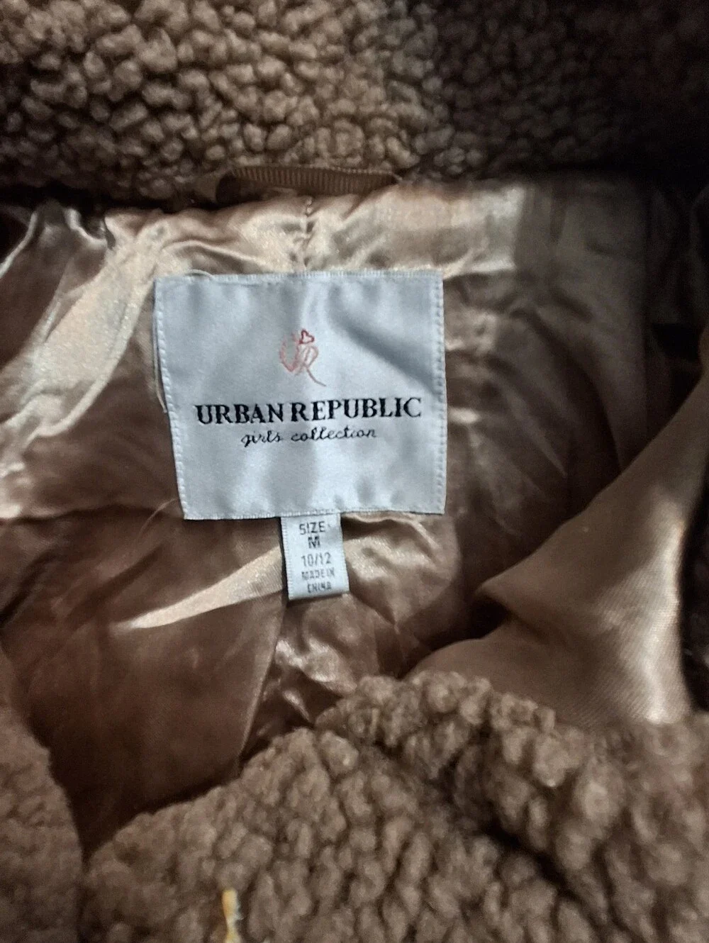 Urban Republic Girls Faux Shearling Teddy Coat Size M- Button Closure